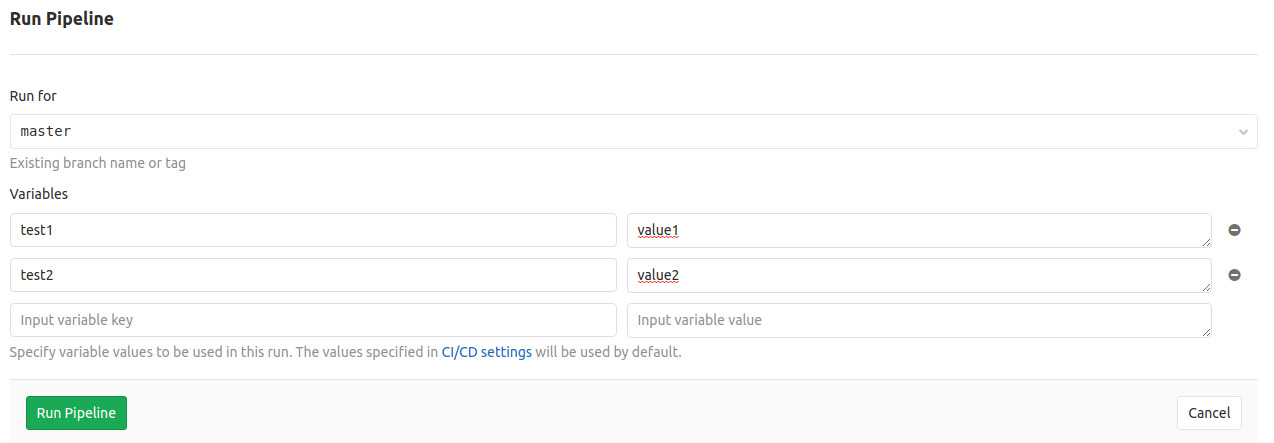 gitlab ci pipeline default variables